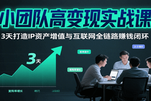 小团队高变现实战课,3天打造IP资产增值与互联网全链路赚钱闭环(第二期)