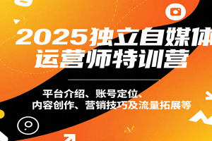 2025独立自媒体运营师特训营:平台介绍、账号定位、内容创作、营销技巧及流量拓展等