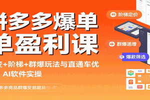 拼多多爆单盈利课:裂变+阶梯+群爆玩法与直通车优化、AI 软件实操