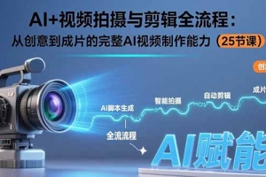 AI+视频拍摄与剪辑全流程:从创意到成片的完整AI视频制作能力(25节课)