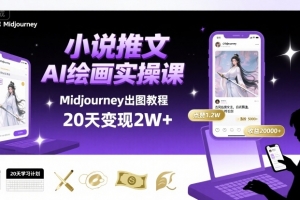 小说推文干货分享之AI绘画MJ出图实操课,用Midjourney做小说推文,20天挣2w