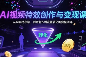 AI视频特效创作与变现课:从AI素材获取、创意制作到流量转化的完整闭环