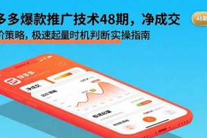 拼多多爆款推广技术48期,净成交与出价策略,极速起量时机判断实操指南
