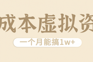 相当暴利的虚拟资源项目,无需成本一个月能搞1w+