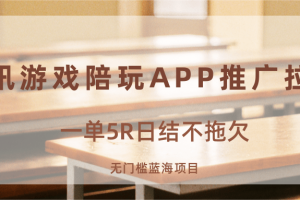 游戏陪玩APP推广拉新,一单5R日结,无门槛蓝海项目