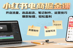 小红书电商掘金课:开店流量、选品起店、笔记制作、运营技巧,爆款秘籍,轻松盈利
