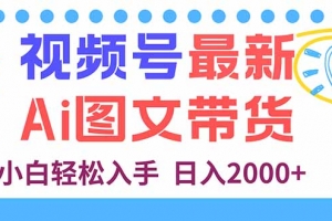 视频号最新AI图文带货,每天几分钟,小白轻松入手,日入2000+