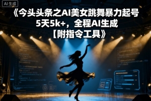 今日头条之AI美女跳舞暴力起号,5天1k+,全程AI生成【附指令工具】