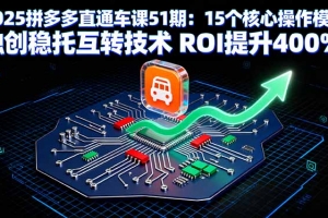 2025拼多多直通车课51期:15个核心操作模块 独创稳托互转技术 ROI提升400%