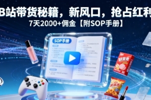 B站带货秘籍,新风口,抢占红利,7天2k+佣金【附SOP手册】