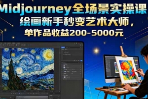 Midjourney全场景实操课:绘画新手秒变艺术大师,单作品收益200-5000元