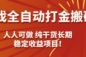 游戏全自动打金搬砖,日入千元,人人可做,纯干货,长期稳定收益项目!