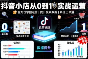抖音小店从0到1实战运营,帮你全方位掌握小店运营,提升搜索数据与出单量