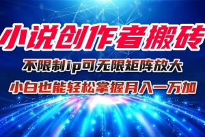 小说创作者搬砖玩法,不限制IP简单无脑 可矩阵无限放大小白也能实现轻…