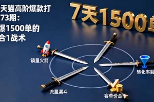 淘宝天猫高阶爆款打造课73期:7天爆1500单的4剑合1战术