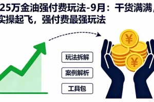2025万金油强付费玩法-9月:干货满满,全程实操起飞,强付费最强玩法