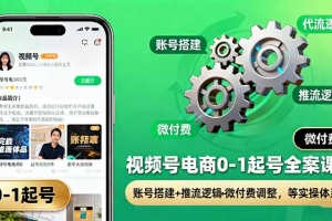 视频号电商0-1起号全案课:账号搭建+推流逻辑+微付费调整,等实操体系
