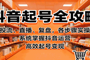 抖音起号全攻略,投流、直播、复盘,各步骤实操,系统掌握抖音运营,高效起号变现