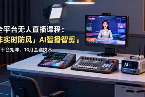 全平台无人直播课程:非实时防风+AI智播智剪+多平台矩阵,10月全套技术