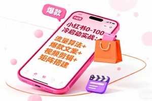 小红书0-100冷启动实战:流量算法+爆款选品+爆款文案+视频剪辑+矩阵搭建