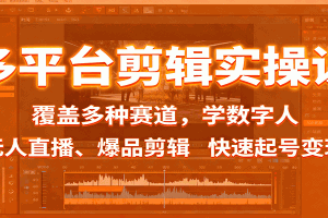 多平台剪辑实操课:覆盖多种赛道,学数字人、无人直播、爆品剪辑,快速起号变现