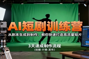 AI短剧训练营,从剧本生成到制作,教你快速打造高流量短片