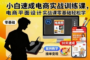 小白速成电商实战训练课,电商平面设计实战课零基础轻松学