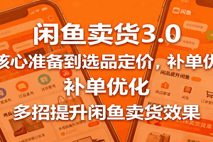 闲鱼卖货3.0,从核心准备到选品定价,补单优化,多招提升闲鱼卖货效果
