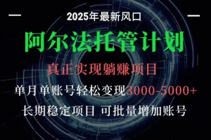 阿尔法托管计划 单账号月入3000-5000,长期稳定项目,新手小白轻松上手